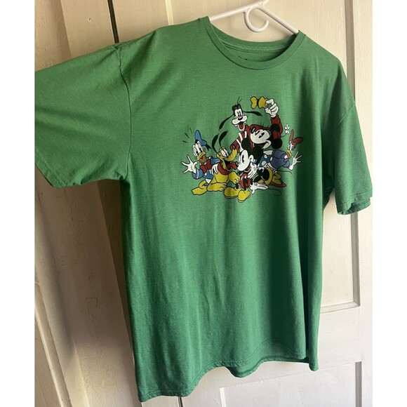 Walt Disney 90’s Vintage T-shirt Mens 50% Cotton 2XL Green Tee Mickey & Friends - Picture 3 of 5